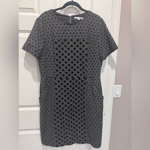 Boden Polka Dot Sheath Dress - Black and Gray